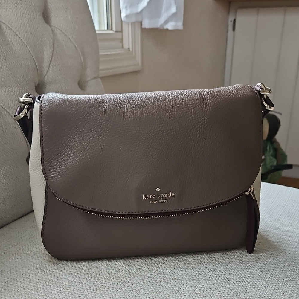 Kate Spade Crossbody Bag in Brown and Cream with Adjustable Strap